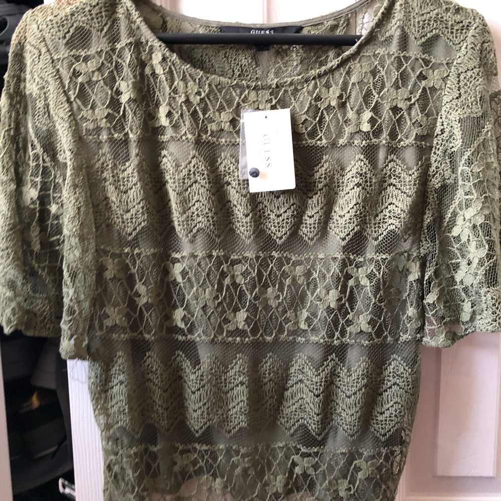 NWT guess olive green top